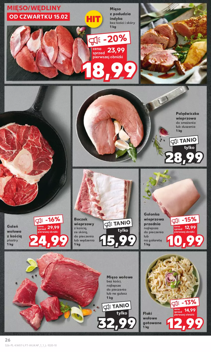 Gazetka promocyjna Kaufland - Od Czwartku - ważna 15.02 do 21.02.2024 - strona 26 - produkty: Boczek, Boczek wieprzowy, Flaki, Flaki wołowe, Gala, Golonka wieprzowa, Mięso, Mięso wołowe, Piec, Polędwiczka wieprzowa