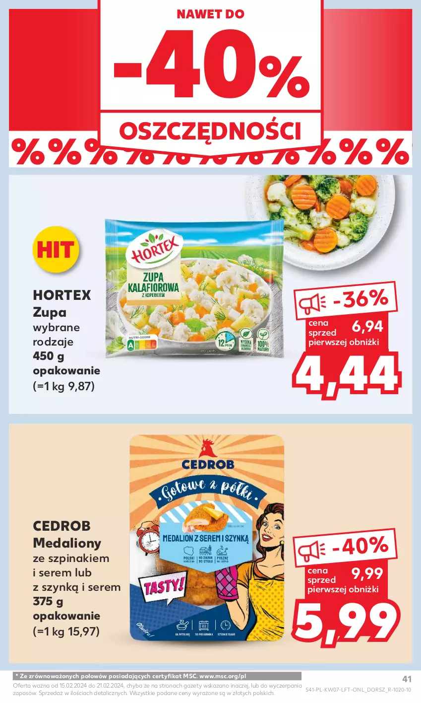 Gazetka promocyjna Kaufland - Od Czwartku - ważna 15.02 do 21.02.2024 - strona 41 - produkty: Dorsz, Hortex, Lion, Ser, Szpinak, Zupa