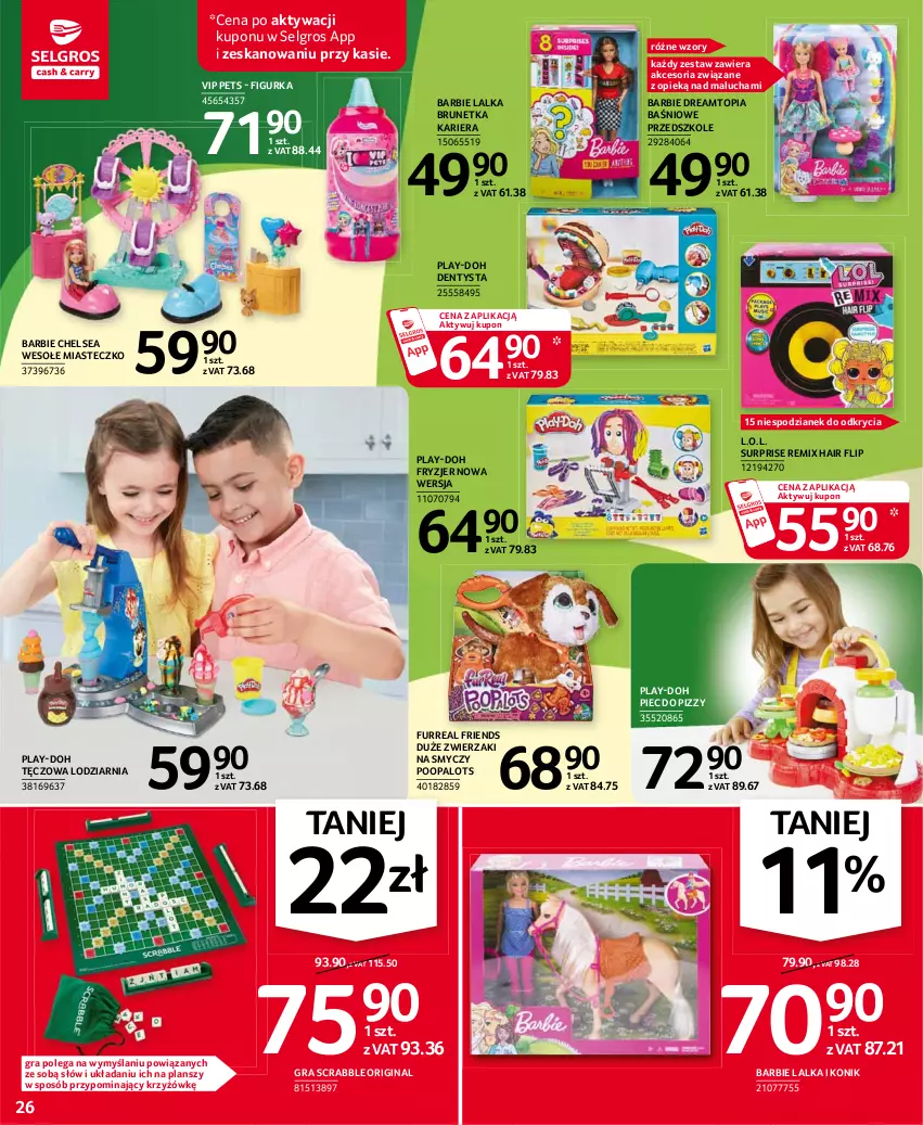 Gazetka promocyjna Selgros - Oferta przemysłowa - ważna 15.04 do 28.04.2021 - strona 26 - produkty: Barbie, Dentysta, Gin, Gra, L.O.L., Lalka, LG, Piec, Play-Doh, Scrabble, Smycz, Top