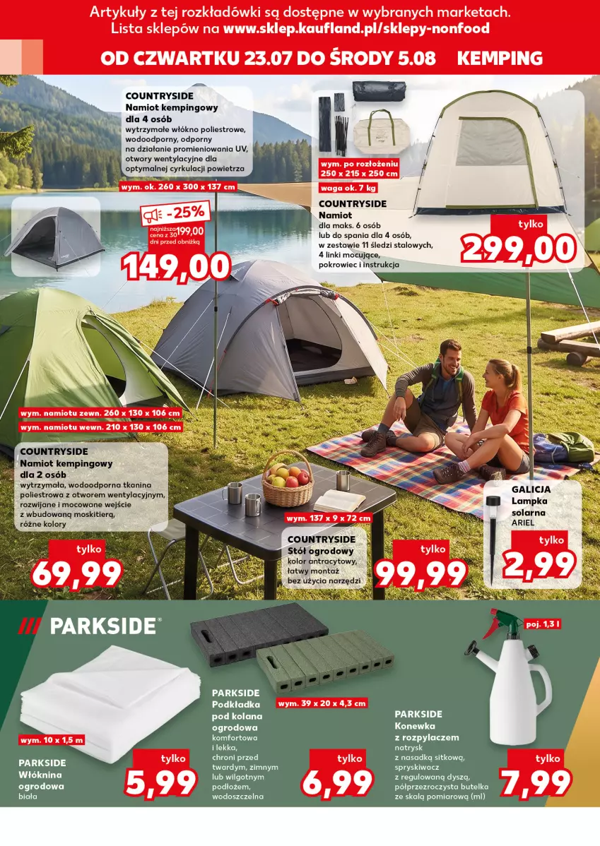 Gazetka promocyjna Kaufland - Kaufland - ważna 23.07 do 05.08.2026 - strona 14 - produkty: Fa, Konewka, LANA, Namiot, Parkside, Podkład, Podkładka, Pokrowiec, Por, Sitko, Stół