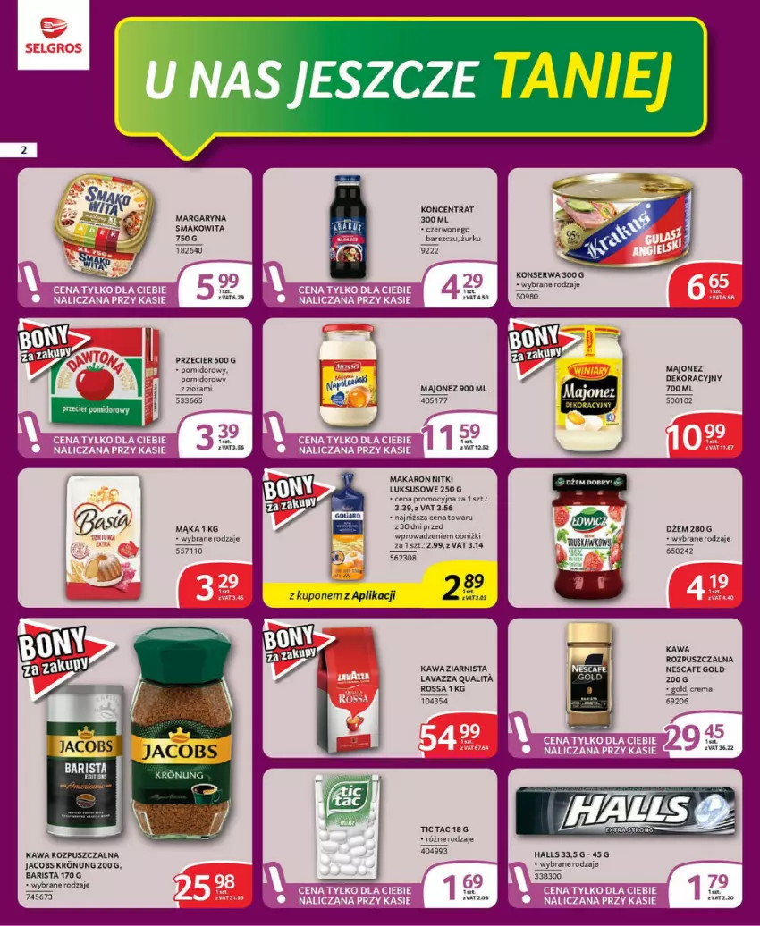 Gazetka promocyjna Selgros - ważna 21.11 do 04.12.2024 - strona 12 - produkty: Halls, Jacobs, Kawa, Kawa rozpuszczalna, Kawa ziarnista, Lavazza, LG, Majonez, Mąka, Makaron, Margaryna, Ser, Smakowita