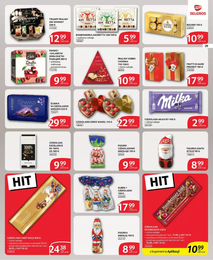 Gazetka promocyjna Selgros - ważna 21.11 do 04.12.2024 - strona 22 - produkty: Choinka, Czekolada, Fa, Gala, Galaretki, Inka, Kubek, Milka, Praliny, Rum, Ser, Wawel, Whiskey