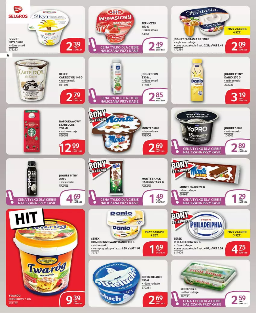 Gazetka promocyjna Selgros - ważna 21.11 do 04.12.2024 - strona 49 - produkty: Bieluch, Danio, Deser, Fa, Fanta, Gin, Jogurt, Jogurt pitny, Lack, LG, Monte, Napój, Philadelphia, Ser, Serek