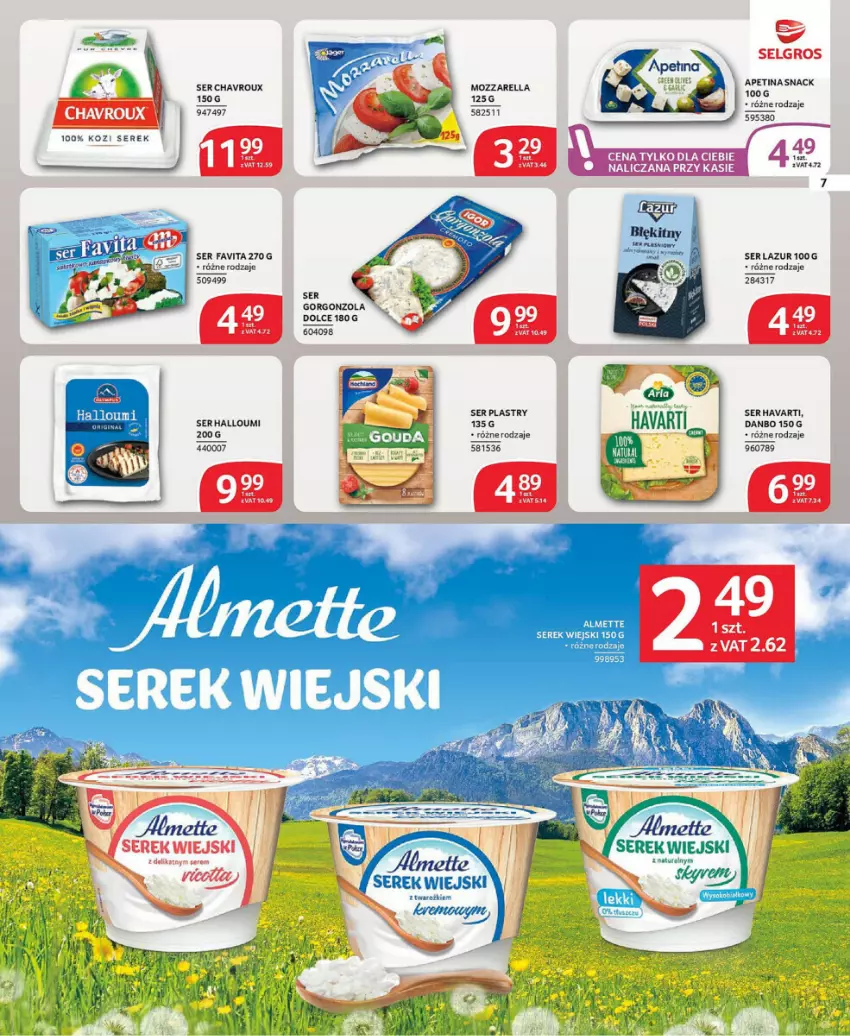 Gazetka promocyjna Selgros - ważna 21.11 do 04.12.2024 - strona 50 - produkty: Almette, Fa, Favita, Gorgonzola, Havarti, HP, Lazur, LG, Ser, Serek, Serek wiejski