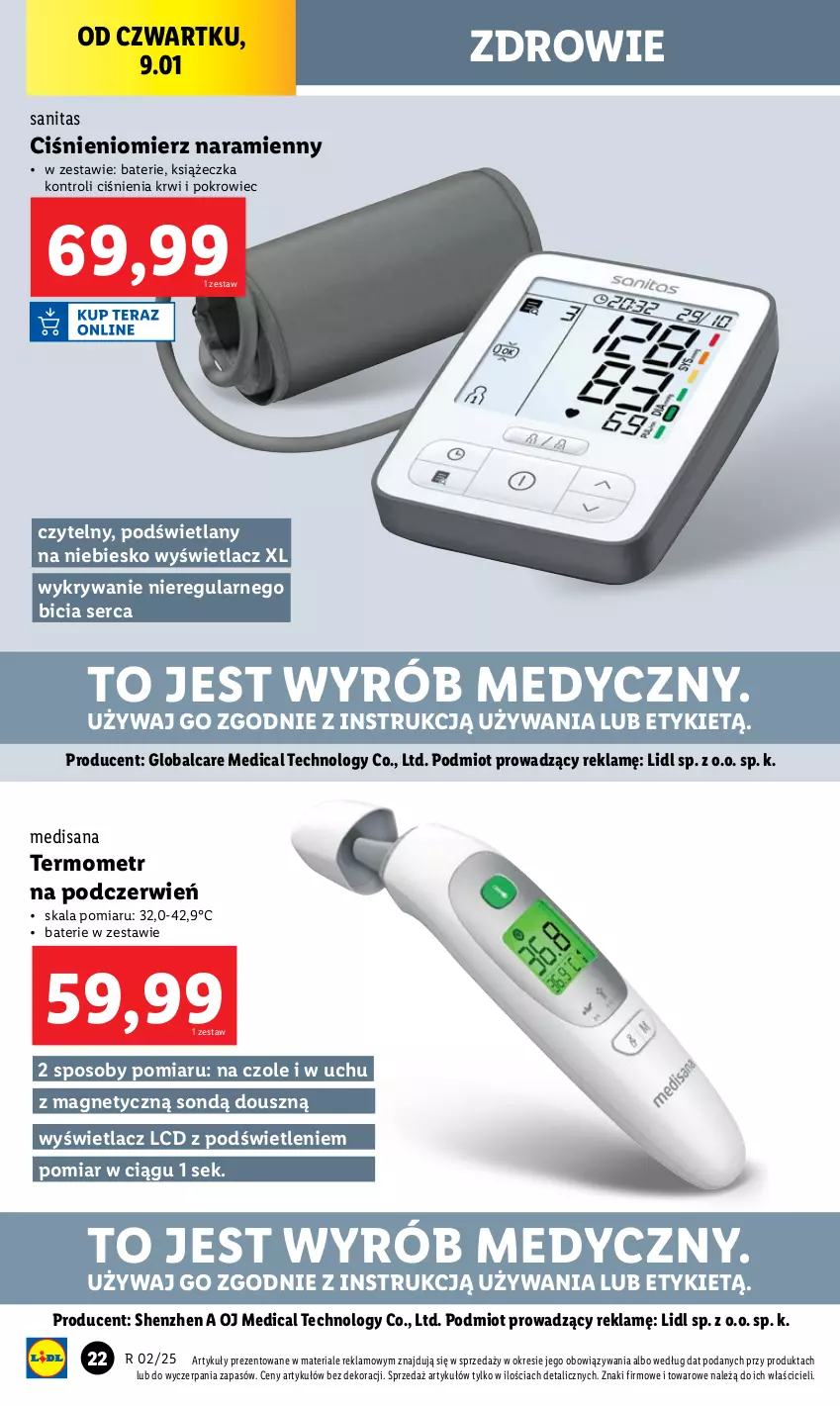 Gazetka promocyjna Lidl - GAZETKA - ważna 07.01 do 11.01.2025 - strona 22 - produkty: BIC, Ciśnieniomierz, Isana, Pokrowiec, Ser, Termometr, Zdrowie