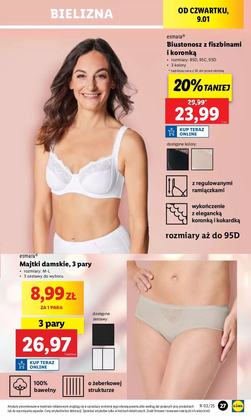 Gazetka promocyjna Lidl - GAZETKA - ważna 07.01 do 11.01.2025 - strona 27 - produkty: Bielizna, Biustonosz, Majtki