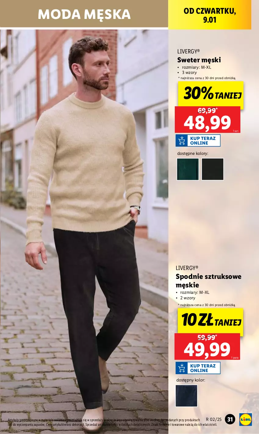 Gazetka promocyjna Lidl - GAZETKA - ważna 07.01 do 11.01.2025 - strona 31 - produkty: Moda, Spodnie, Spodnie sztruksowe, Sweter