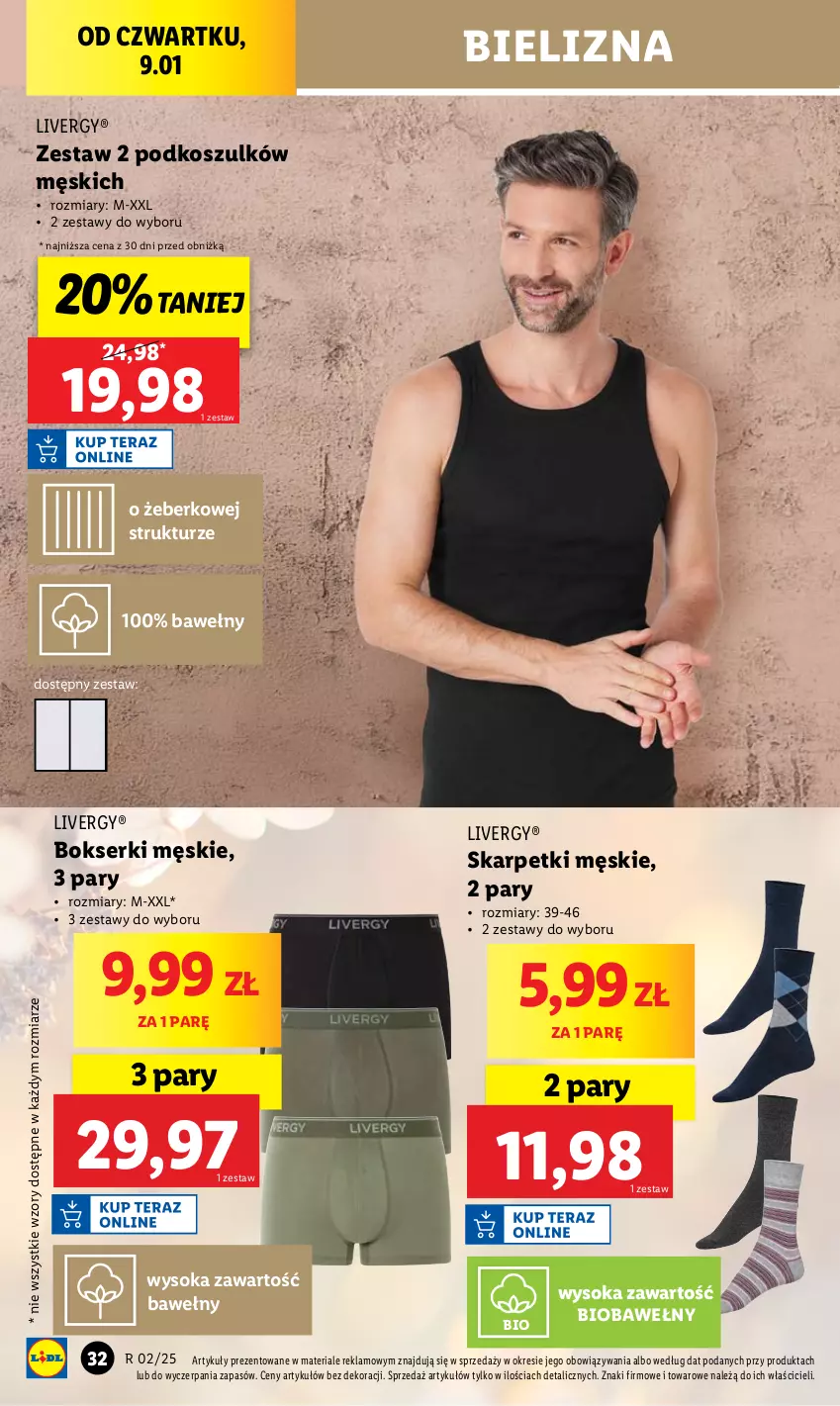 Gazetka promocyjna Lidl - GAZETKA - ważna 07.01 do 11.01.2025 - strona 32 - produkty: Bielizna, Bokserki, Karp, Kosz, Ser, Skarpetki, Sok