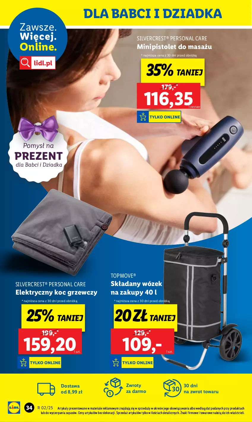 Gazetka promocyjna Lidl - GAZETKA - ważna 07.01 do 11.01.2025 - strona 34 - produkty: Elektryczny koc, Koc, Pistolet, Silvercrest, Top, Wózek, Wózek na zakupy