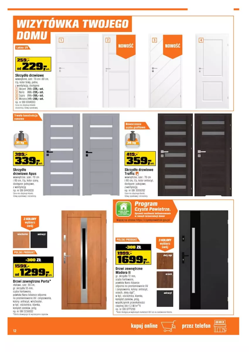 Gazetka promocyjna Obi - Gazetka OBI - ważna 29.09 do 12.10.2021 - strona 12 - produkty: Drzwi, Drzwi zewnętrzne, Hask, Klamka, LG, Por, Skrzydło drzwiowe
