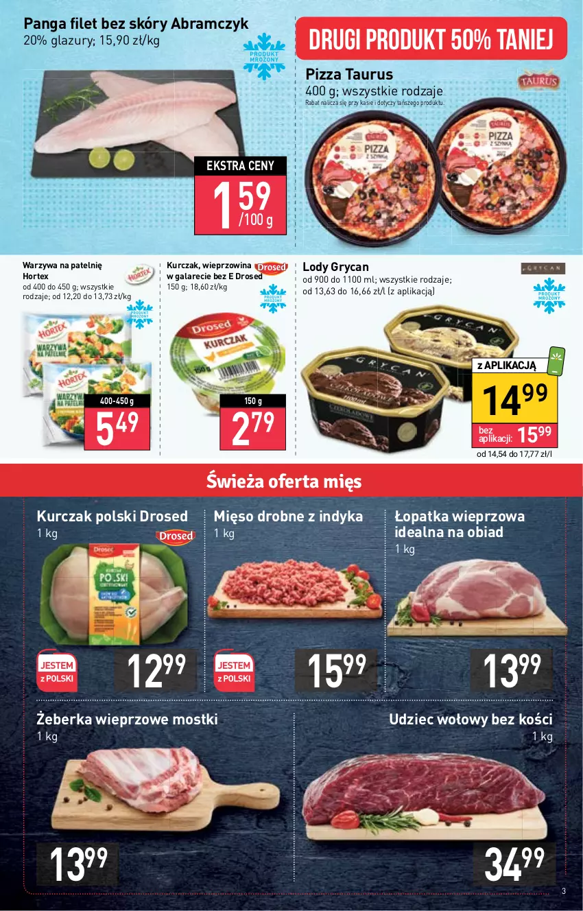 Gazetka promocyjna Stokrotka - Market - ważna 27.10 do 02.11.2022 - strona 3 - produkty: Gala, Gry, Hortex, Kurczak, Lazur, Lody, Mięso, Panga, Pizza, Udziec wołowy, Warzywa, Wieprzowina