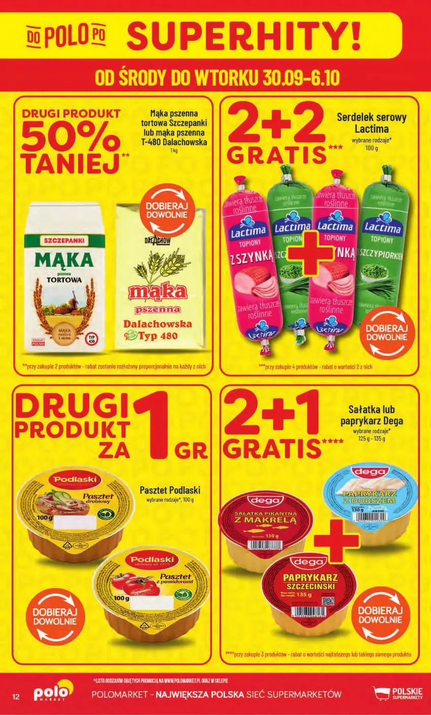 Gazetka promocyjna PoloMarket - Gazetka od 30.09 - ważna 30.09 do 06.10.2026 - strona 12 - produkty: Dega, Mąka, Mąka pszenna, Papryka, Paprykarz, Pasztet, Podlaski, Sałat, Sałatka, Ser