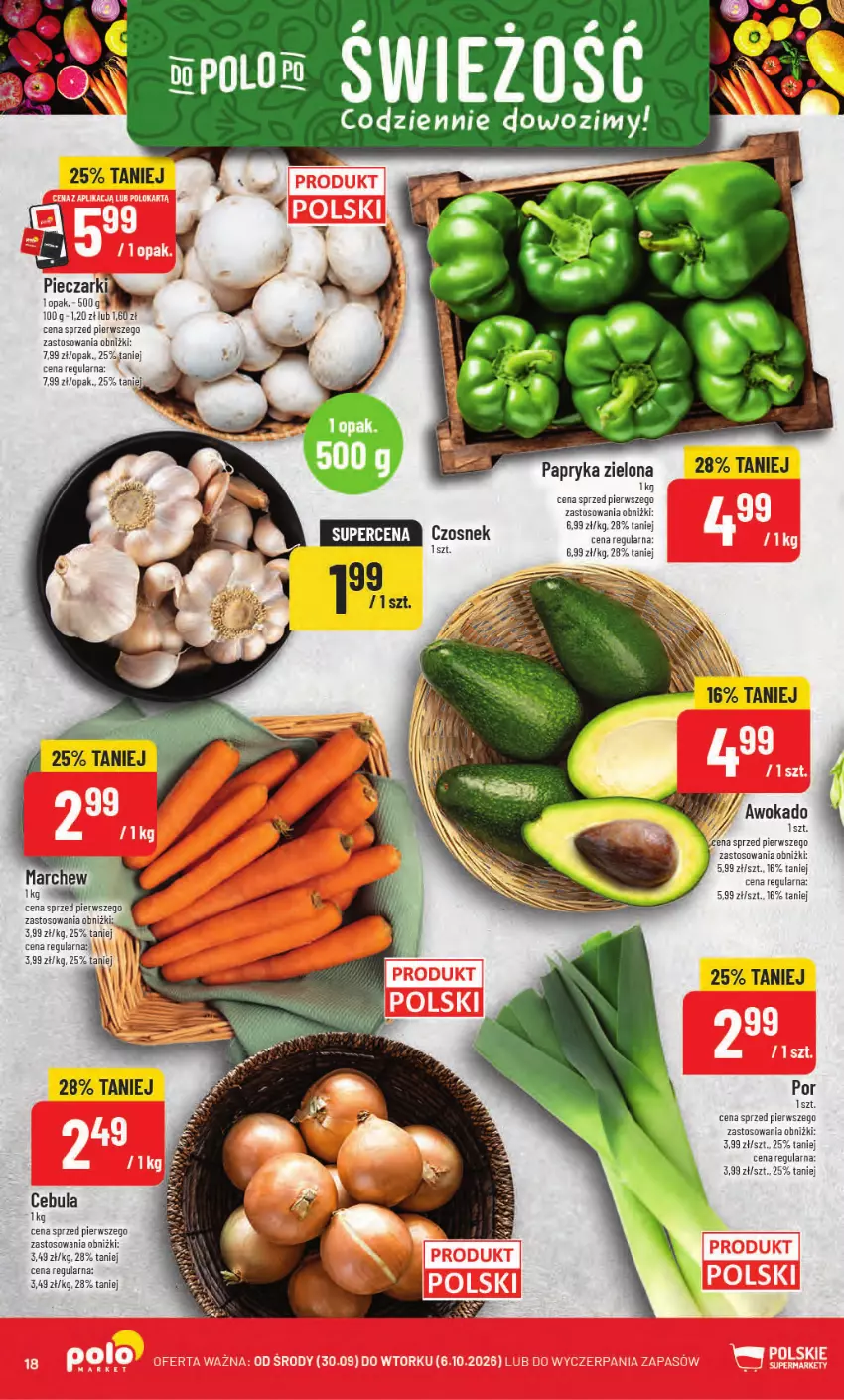 Gazetka promocyjna PoloMarket - Gazetka od 30.09 - ważna 30.09 do 06.10.2026 - strona 18 - produkty: Cebula, Czosnek, Papryka, Piec, Por