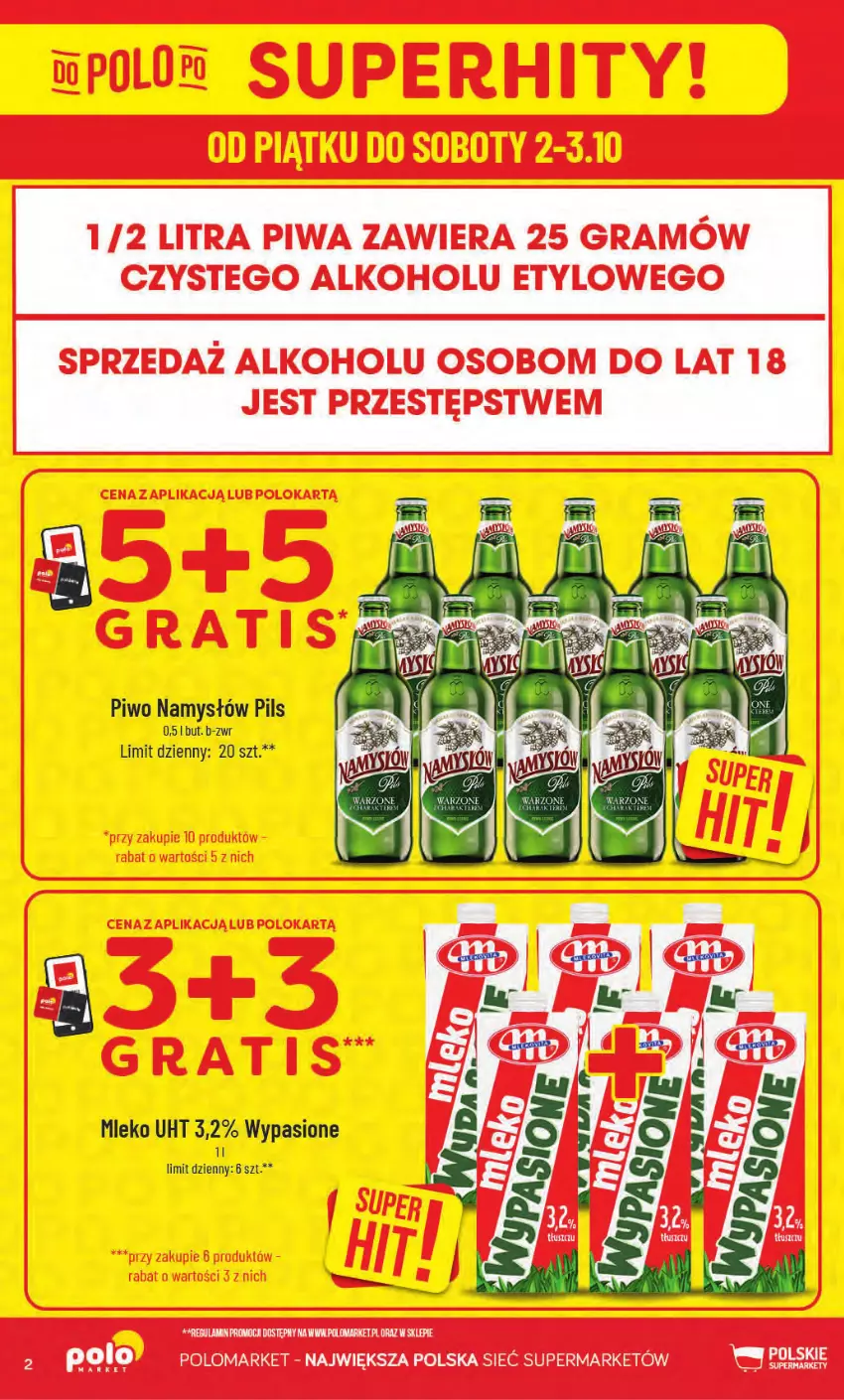 Gazetka promocyjna PoloMarket - Gazetka od 30.09 - ważna 30.09 do 06.10.2026 - strona 2 - produkty: Gra, Mleko, Namysłów, Piwa, Piwo