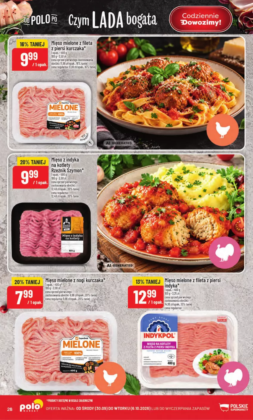 Gazetka promocyjna PoloMarket - Gazetka od 30.09 - ważna 30.09 do 06.10.2026 - strona 28 - produkty: Kotlet, Kurczak, LG, Mięso, Mięso mielone, Mięso z indyka