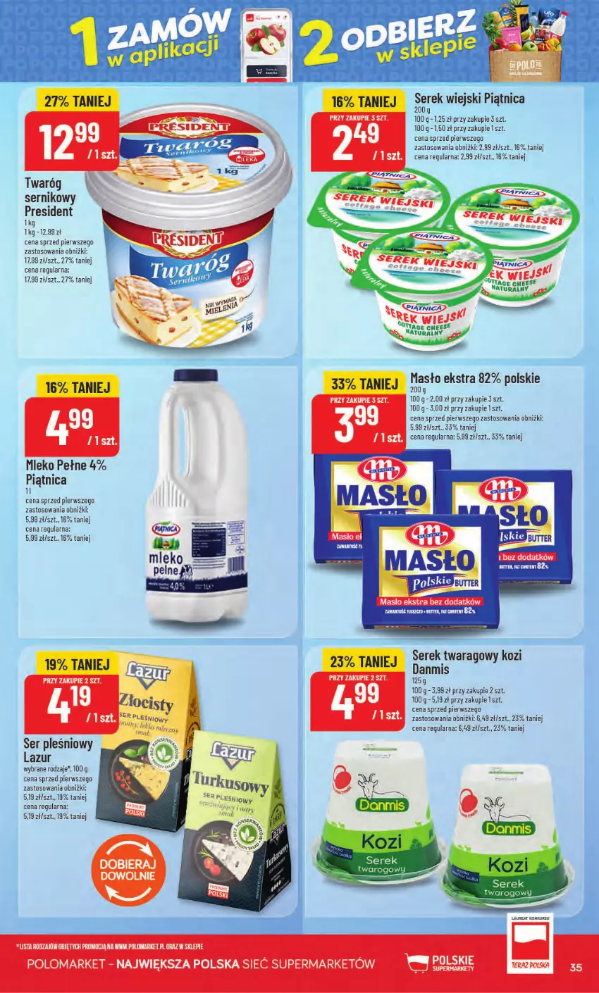 Gazetka promocyjna PoloMarket - Gazetka od 30.09 - ważna 30.09 do 06.10.2026 - strona 35 - produkty: Laur, Lazur, Mleko, Piątnica, Ser, Ser pleśniowy, Serek, Twaróg
