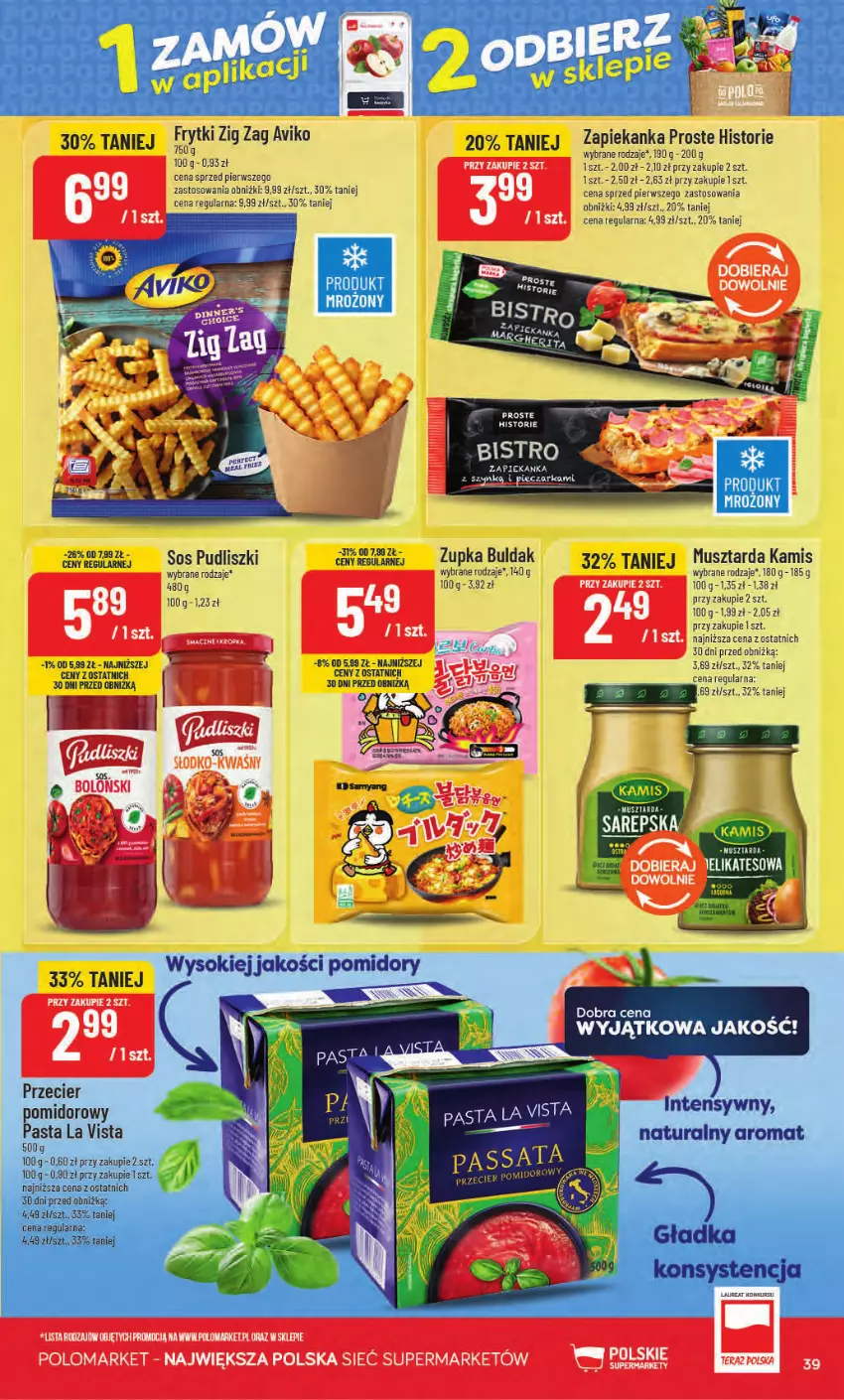 Gazetka promocyjna PoloMarket - Gazetka od 30.09 - ważna 30.09 do 06.10.2026 - strona 39 - produkty: Frytki, Kamis, Mus, Musztarda, Piec, Pieczarka, Pudliszki, Sok, Sos, Zapiekanka