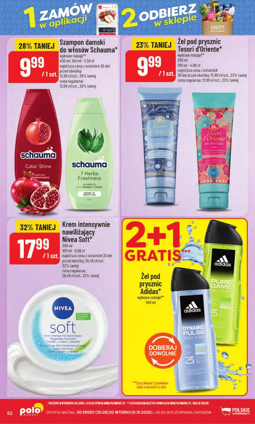 Gazetka promocyjna PoloMarket - Gazetka od 30.09 - ważna 30.09 do 06.10.2026 - strona 52 - produkty: Adidas, Gra, Granat, Nivea, Schauma, Szampon