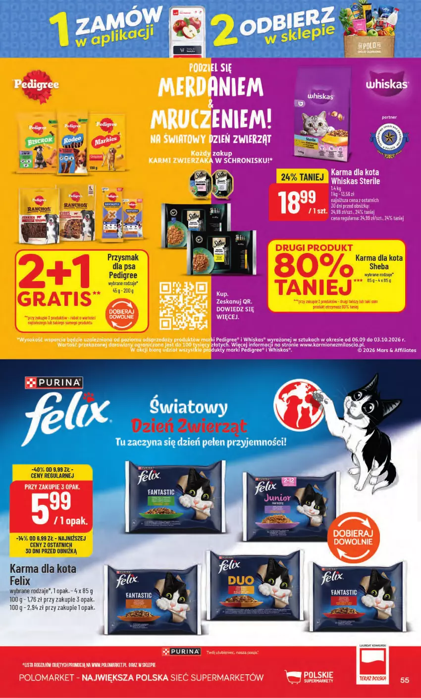 Gazetka promocyjna PoloMarket - Gazetka od 30.09 - ważna 30.09 do 06.10.2026 - strona 55 - produkty: Fa, Fanta, Felix, Laur, Pedigree, Sheba