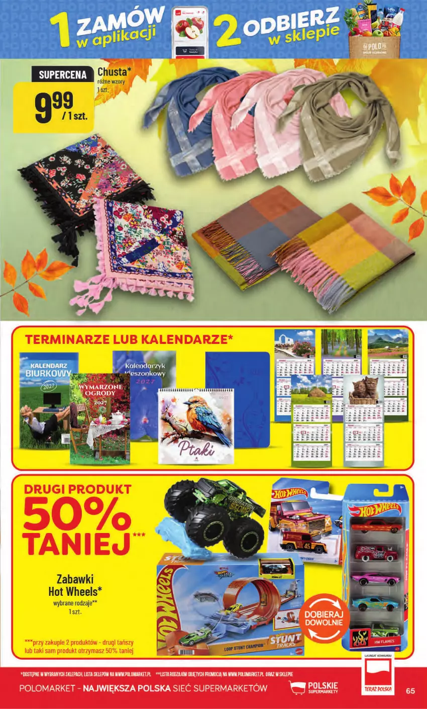 Gazetka promocyjna PoloMarket - Gazetka od 30.09 - ważna 30.09 do 06.10.2026 - strona 65 - produkty: Chusta, Hot Wheels, Kalendarz, Laur