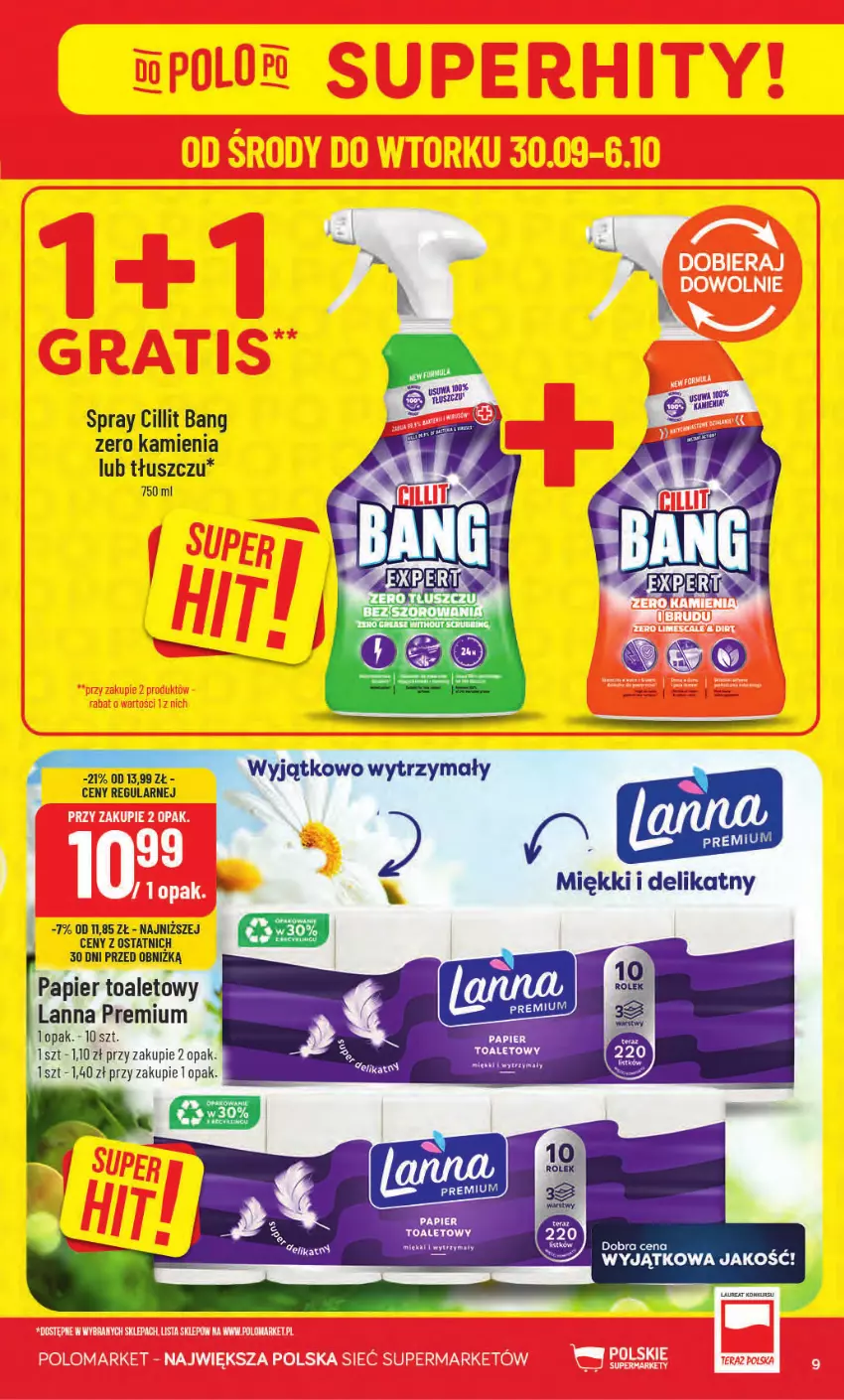 Gazetka promocyjna PoloMarket - Gazetka od 30.09 - ważna 30.09 do 06.10.2026 - strona 9 - produkty: Cillit Bang, Papier, Papier toaletowy