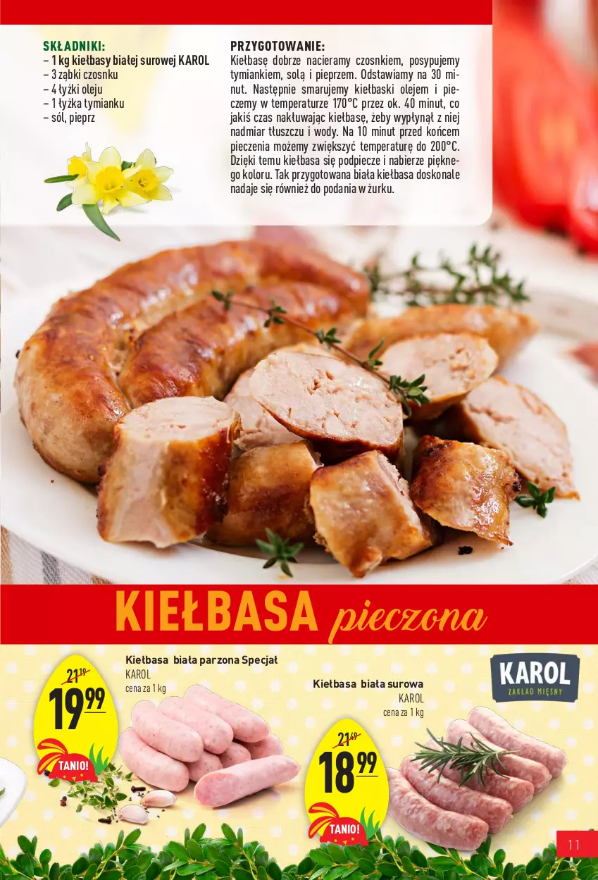 Gazetka promocyjna Arhelan - Gazetka - ważna 04.04 do 24.04.2022 - strona 11 - produkty: Bulion, Cebula, Chrzan, Czosnek, Kiełbasa, Kiełbasa biała, Krakus, Lion, Morliny, Olej, Piec, Pieprz, Plasterki, Sól, Ziemniaki