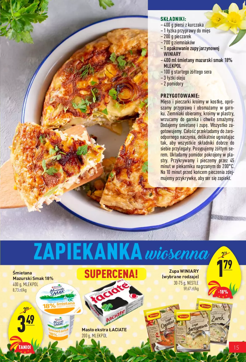 Gazetka promocyjna Arhelan - Gazetka - ważna 04.04 do 24.04.2022 - strona 15 - produkty: Brie, Camembert, Cebula, Czosnek, Fa, Galbani, Kurczak, Masło, Mięso, Mozzarella, Olej, Piec, Piekarnik, Pieprz, Pomidory, Por, Przyprawy, Ser, Ser pleśniowy, Sól, Winiary, Zapiekanka, Ziemniaki, Zupa