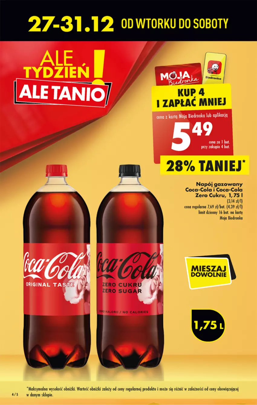 Gazetka promocyjna Biedronka - Gazetka - Biedronka.pl - ważna 26.12 do 31.12.2022 - strona 4 - produkty: Coca-Cola, Napój, Napój gazowany, Sok