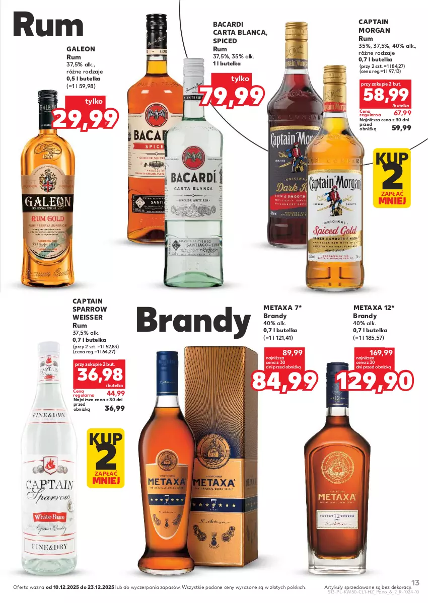 Gazetka promocyjna Kaufland - Barek Kauflandu - ważna 10.12 do 23.12.2025 - strona 13 - produkty: Bacardi, Brandy, Captain Morgan, Leon, Metaxa, Rum, Ser