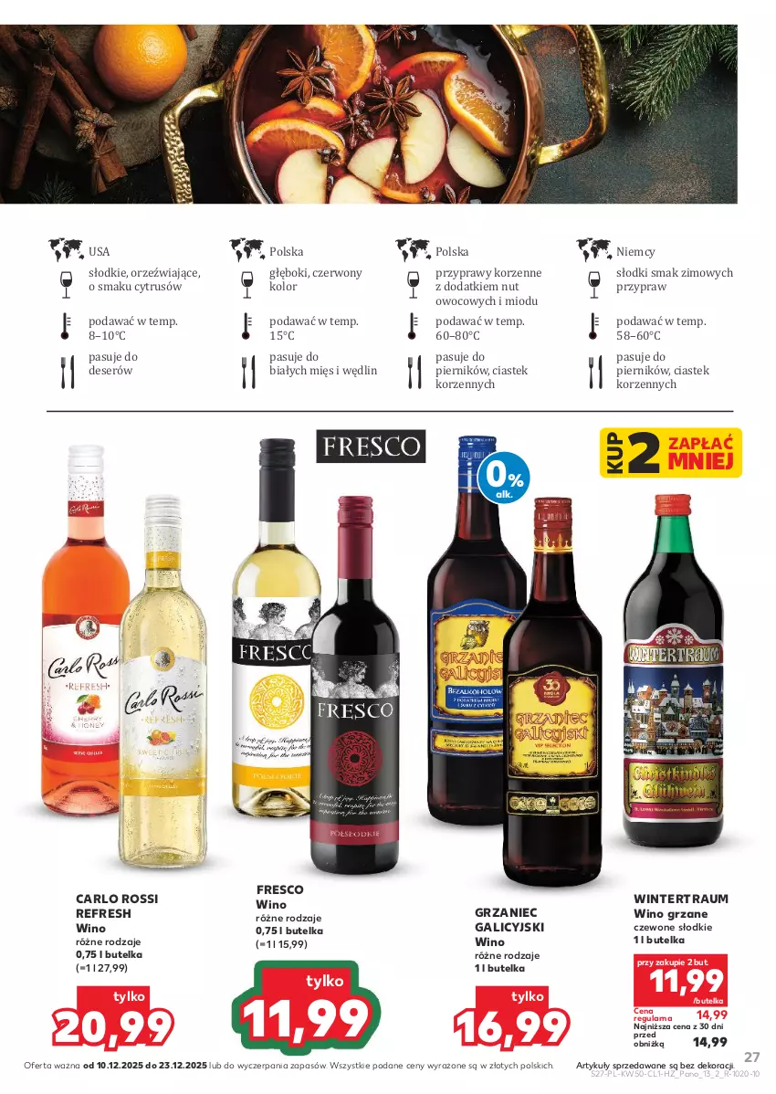 Gazetka promocyjna Kaufland - Barek Kauflandu - ważna 10.12 do 23.12.2025 - strona 27 - produkty: Carlo Rossi, Deser, Fresco, Grzaniec Galicyjski, Piernik, Przyprawy, Ser, Stek, Wino
