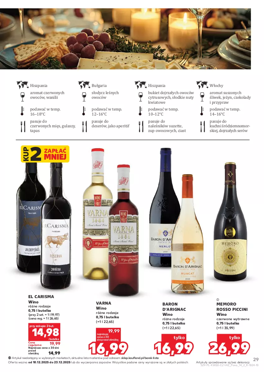 Gazetka promocyjna Kaufland - Barek Kauflandu - ważna 10.12 do 23.12.2025 - strona 29 - produkty: Bukiet, Deser, Dres, Nuty, Ser, Wino, Wino czerwone