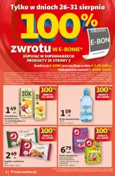 Gazetka promocyjna Auchan - Pewność Niskich Cen Supermarket - Gazetka - ważna od 28.08 do 28.08.2024 - strona 2 - produkty: Sok, Mus, Sok jabłkowy, Rogal, Danio, Woda mineralna, Woda