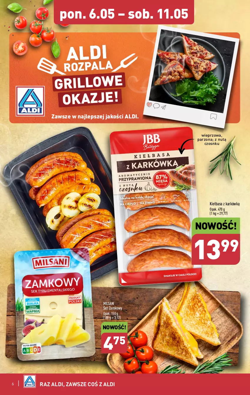 Gazetka promocyjna Aldi - Pełna oferta - ważna 06.05 do 11.05.2024 - strona 6 - produkty: Fa, Grill, Kiełbasa, Ser