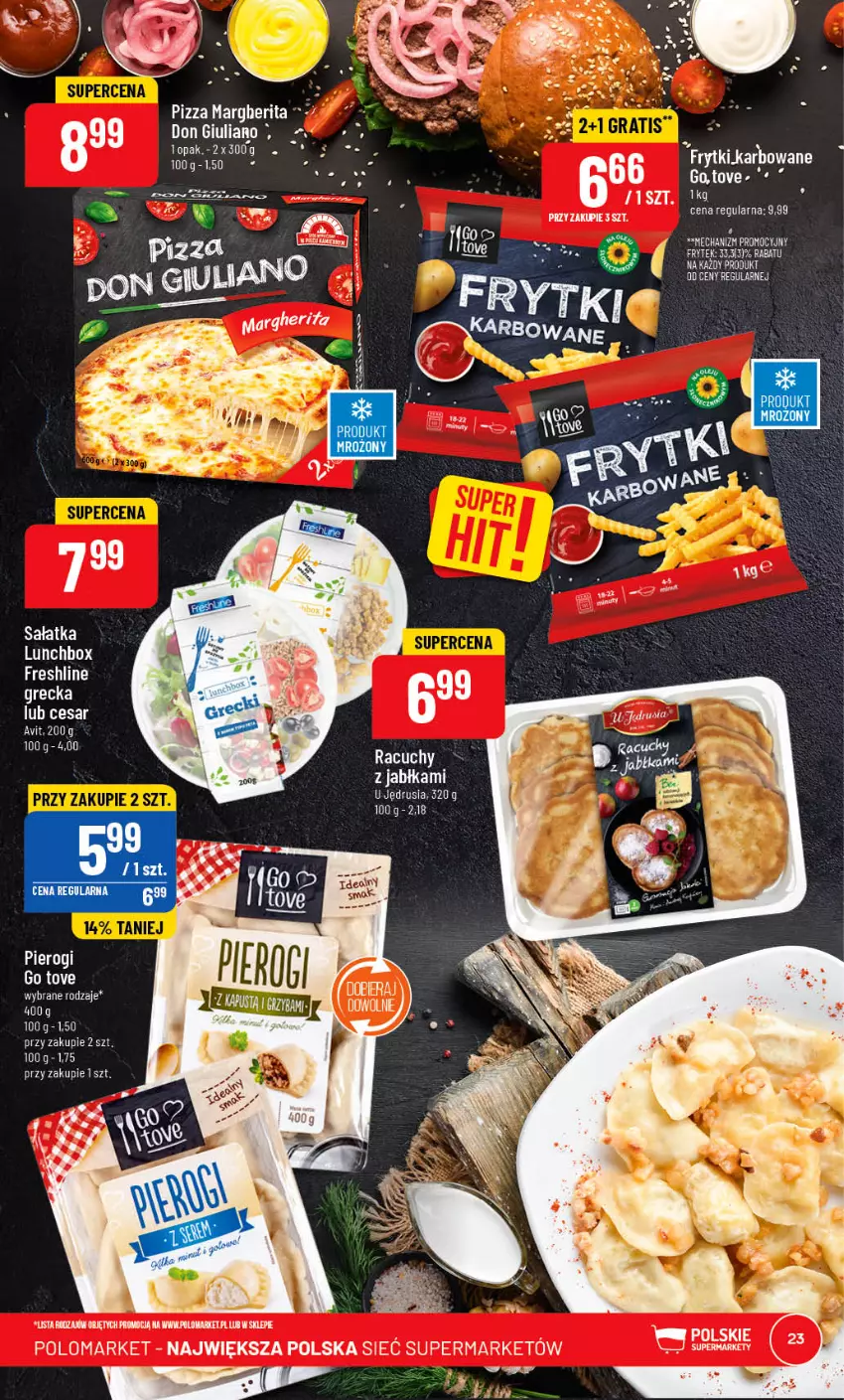 Gazetka promocyjna PoloMarket - Gazetka pomocyjna - ważna 19.04 do 25.04.2023 - strona 23 - produkty: Frytki, Jabłka, Leon, Pierogi, Pizza, Pizza margherita