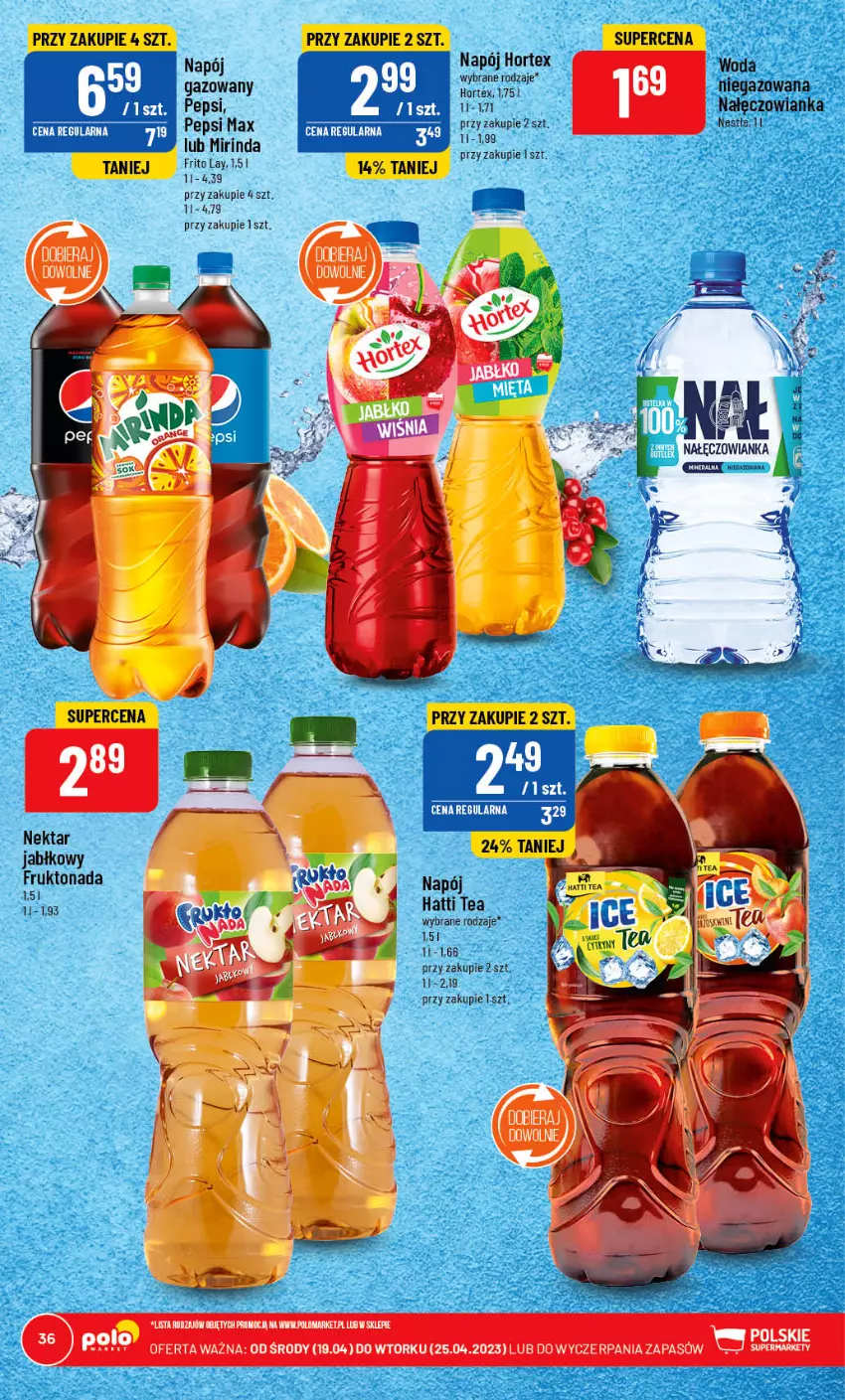 Gazetka promocyjna PoloMarket - Gazetka pomocyjna - ważna 19.04 do 25.04.2023 - strona 36 - produkty: Mirinda, Nałęczowianka, Napój, Nektar, Pepsi, Pepsi max, Wasa, Woda