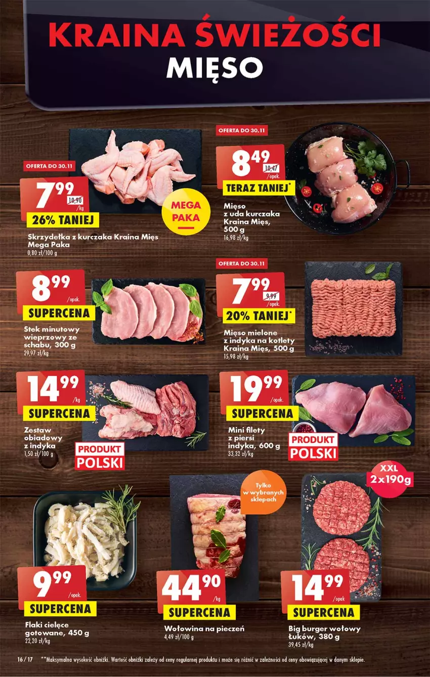 Gazetka promocyjna Biedronka - Gazetka - Biedronka.pl - ważna 28.11 do 03.12.2022 - strona 16 - produkty: Burger, Flaki, Kotlet, Kurczak, Mięso, Mięso mielone, Piec, Skrzydełka z kurczaka, Sok, Stek, Tera, Wołowina