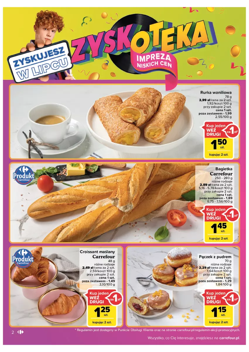 Gazetka promocyjna Carrefour - Gazetka Carrefour Zyskoteka - ważna 19.07 do 30.07.2022 - strona 2 - produkty: Bagietka, Croissant, Kosz, Pączek