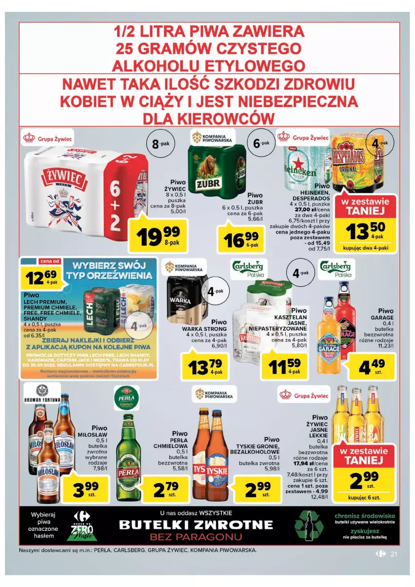 Gazetka promocyjna Carrefour - Gazetka Carrefour Zyskoteka - ważna 19.07 do 30.07.2022 - strona 21 - produkty: Carlsberg, Fortuna, Gra, Heineken, Kasztelan, Klej, Kosz, Olej, Perła, Piec, Piwa, Piwo, Tyskie, Warka