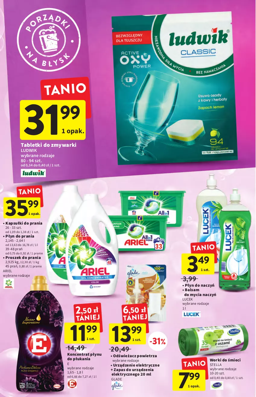 Gazetka promocyjna Intermarche - Gazetka Intermarche - ważna 08.09 do 14.09.2022 - strona 34 - produkty: Ariel, Balsam do mycia naczyń, Do mycia naczyń, Kapsułki do prania, Ludwik, Odświeżacz powietrza, Płyn do prania, Proszek do prania, Tablet, Tabletki do zmywarki, Zmywarki