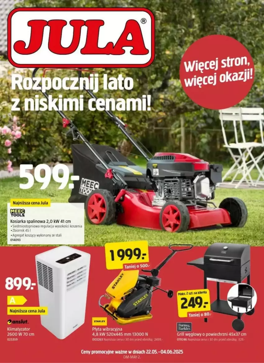 Gazetka promocyjna Jula - ważna 22.05 do 04.06.2025 - strona 1 - produkty: AEG, Kosiarka, Kosz, Płyta, Sok, Top