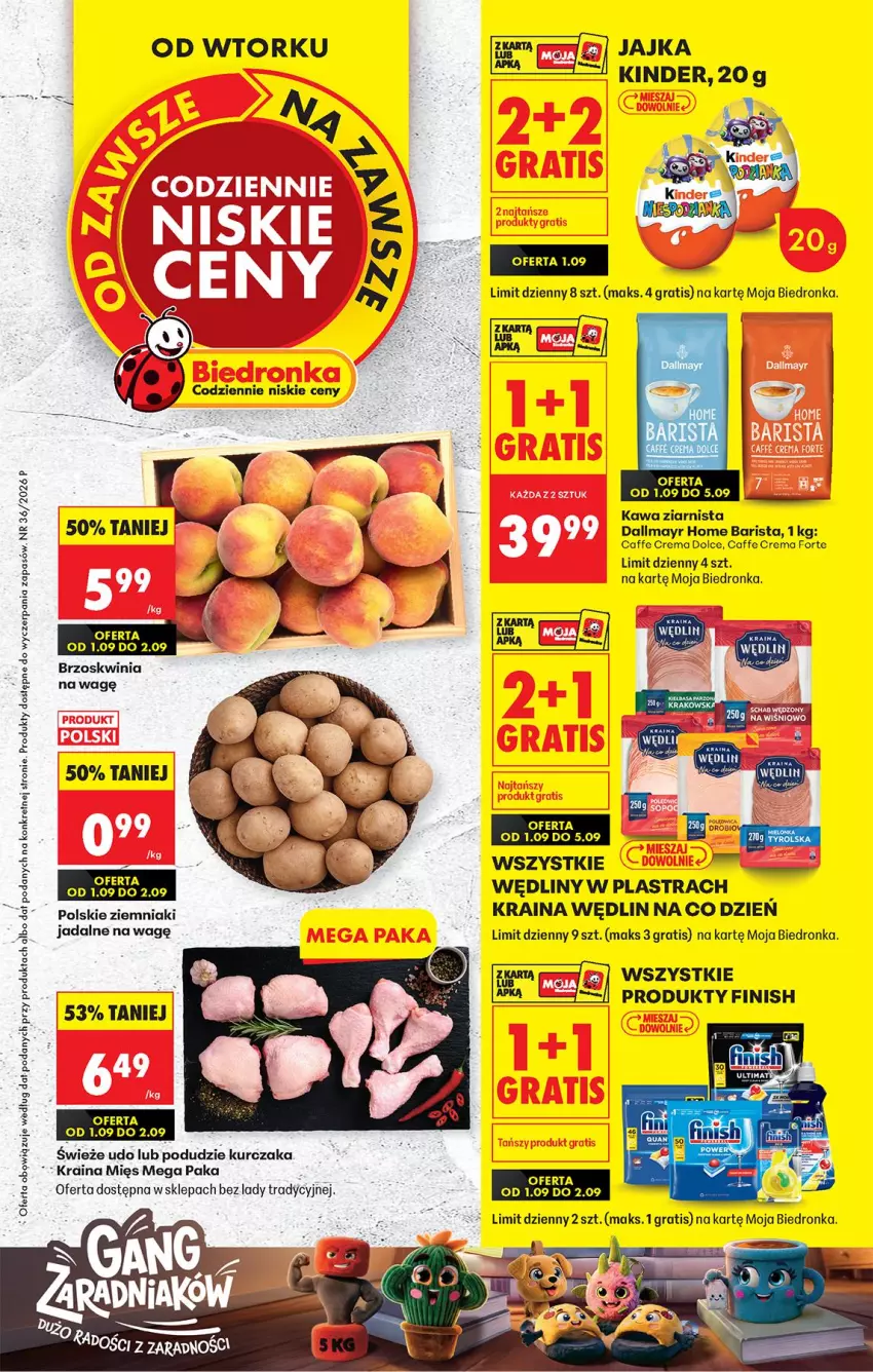 Gazetka promocyjna Biedronka - Od Wtorku - ważna 01.09 do 05.09.2026 - strona 1 - produkty: Dallmayr, Fa, Finish, Gra, Kawa, Kawa ziarnista, Kinder, Kret, Kurczak