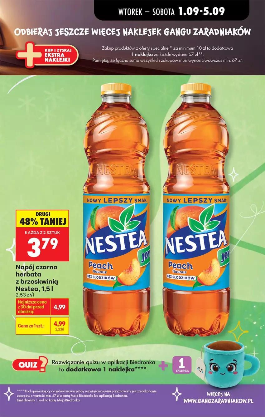 Gazetka promocyjna Biedronka - Od Wtorku - ważna 01.09 do 05.09.2026 - strona 21 - produkty: Herbata, Klej, Mięta, Mus, Napój, Nestea, Quiz