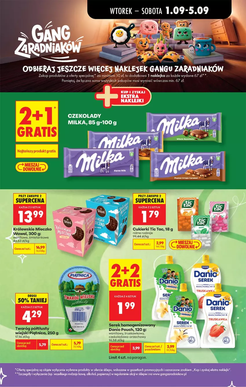 Gazetka promocyjna Biedronka - Od Wtorku - ważna 01.09 do 05.09.2026 - strona 25 - produkty: Cukier, Cukierki, Danio, Fa, Gra, Klej, Królewski, Królewskie Mleczko, Mięta, Milka, Mleczko, Mus, Papier, Piątnica, Ser, Serek, Serek homogenizowany, Twaróg, Twaróg półtłusty, Wawel