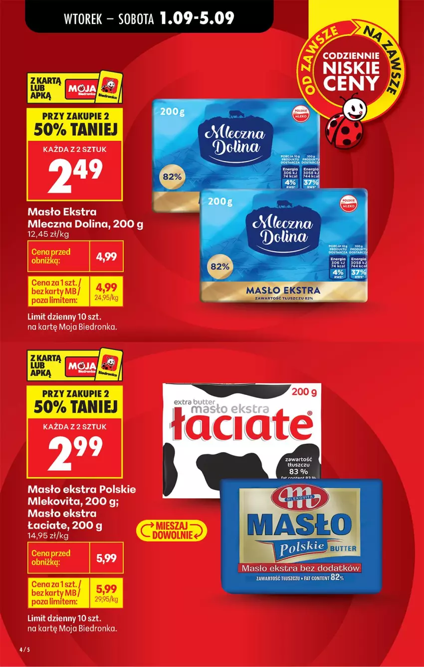 Gazetka promocyjna Biedronka - Od Wtorku - ważna 01.09 do 05.09.2026 - strona 4 - produkty: Masło, Mleko, Mlekovita