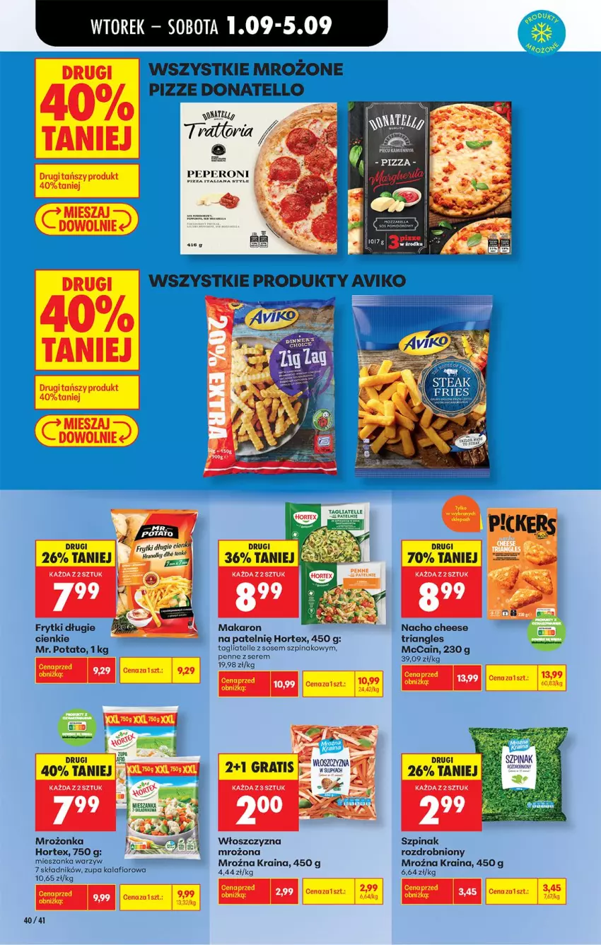 Gazetka promocyjna Biedronka - Od Wtorku - ważna 01.09 do 05.09.2026 - strona 46 - produkty: Fa, Frytki, Hortex, Kalafior, Makaron, Mieszanka warzyw, Penne, Ser, Sos, Szpinak, Tagliatelle, Zupa, Zupa kalafiorowa