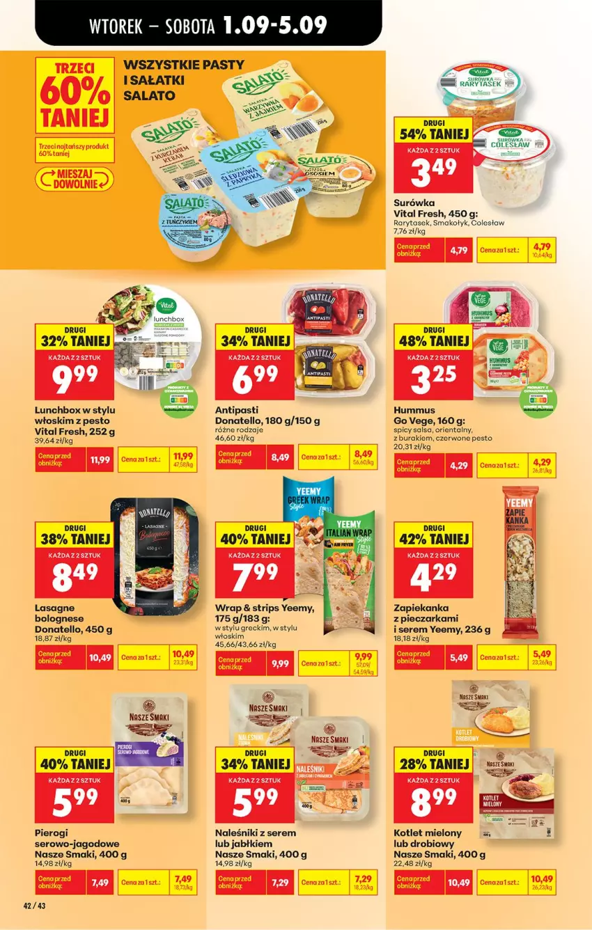 Gazetka promocyjna Biedronka - Od Wtorku - ważna 01.09 do 05.09.2026 - strona 48 - produkty: Buraki, Hummus, Kotlet, Lasagne, Mus, Naleśniki, Pesto, Piec, Pieczarka, Pierogi, Sałat, Salsa, Ser, Surówka, Zapiekanka