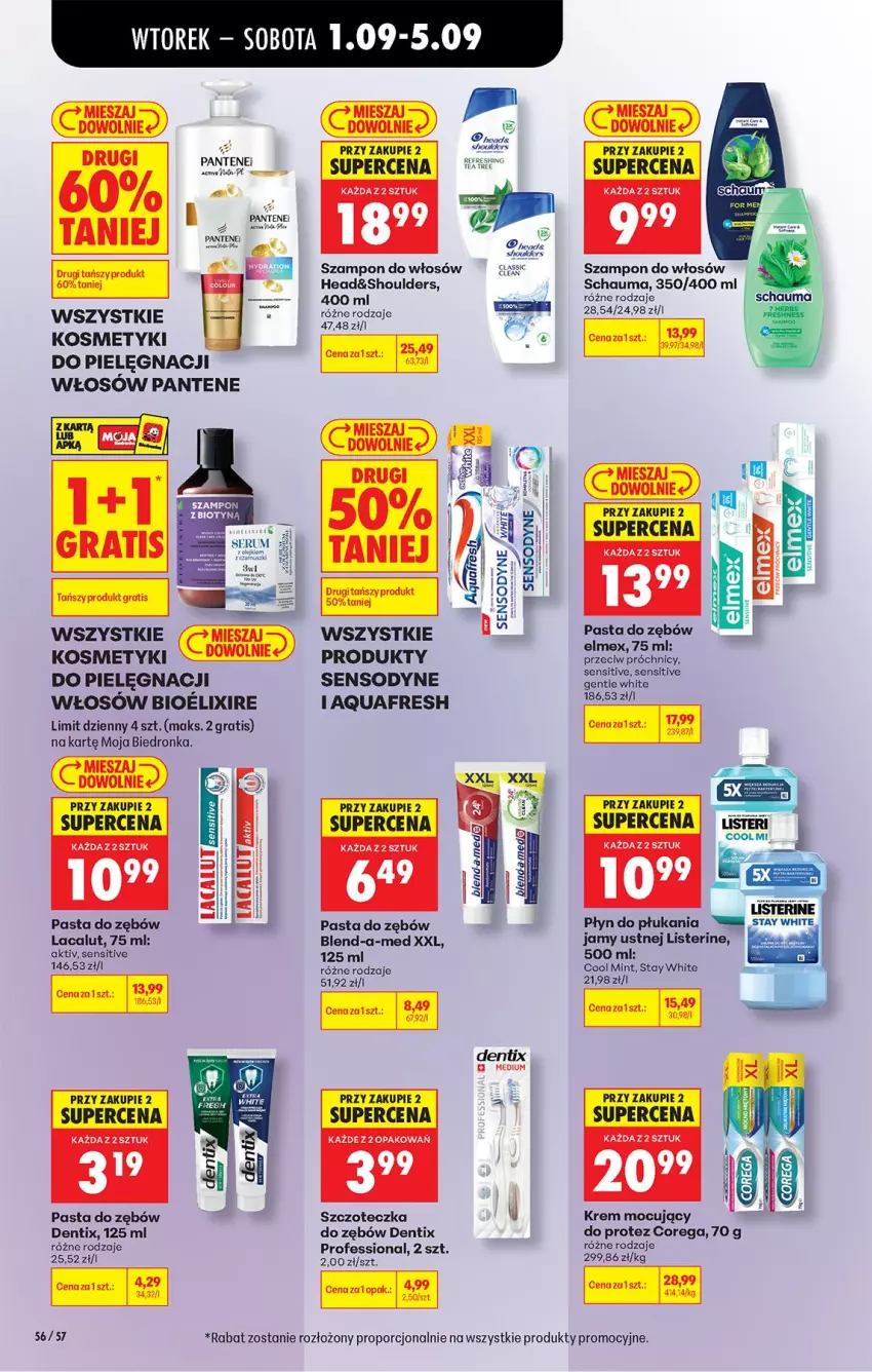 Gazetka promocyjna Biedronka - Od Wtorku - ważna 01.09 do 05.09.2026 - strona 68 - produkty: Aquafresh, Blend-a-Med, Corega, Fa, Gra, Lacalut, Listerine, Pantene, Pasta do zębów, Płyn do płukania, Por, Schauma, Sensodyne, Szampon, Szczoteczka