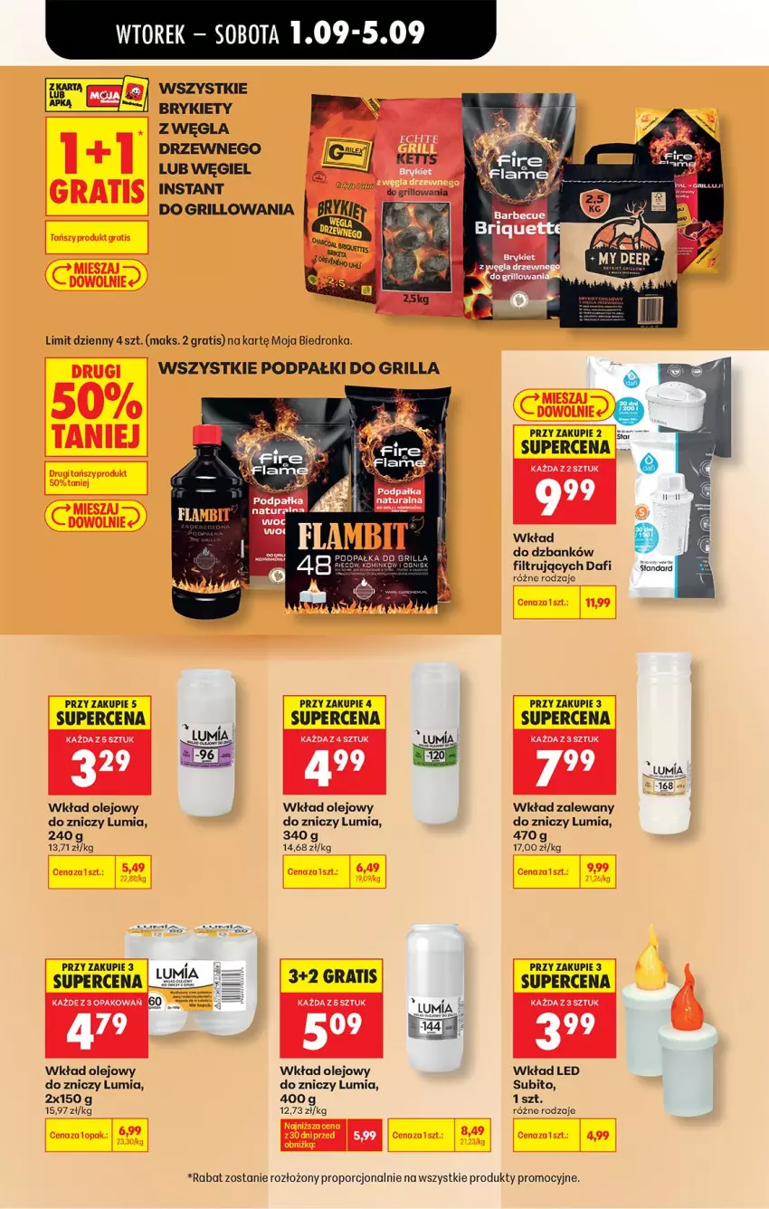 Gazetka promocyjna Biedronka - Od Wtorku - ważna 01.09 do 05.09.2026 - strona 74 - produkty: Brykiety, Fa, Gra, Grill, Olej, Por, Wkład olejowy, Znicz