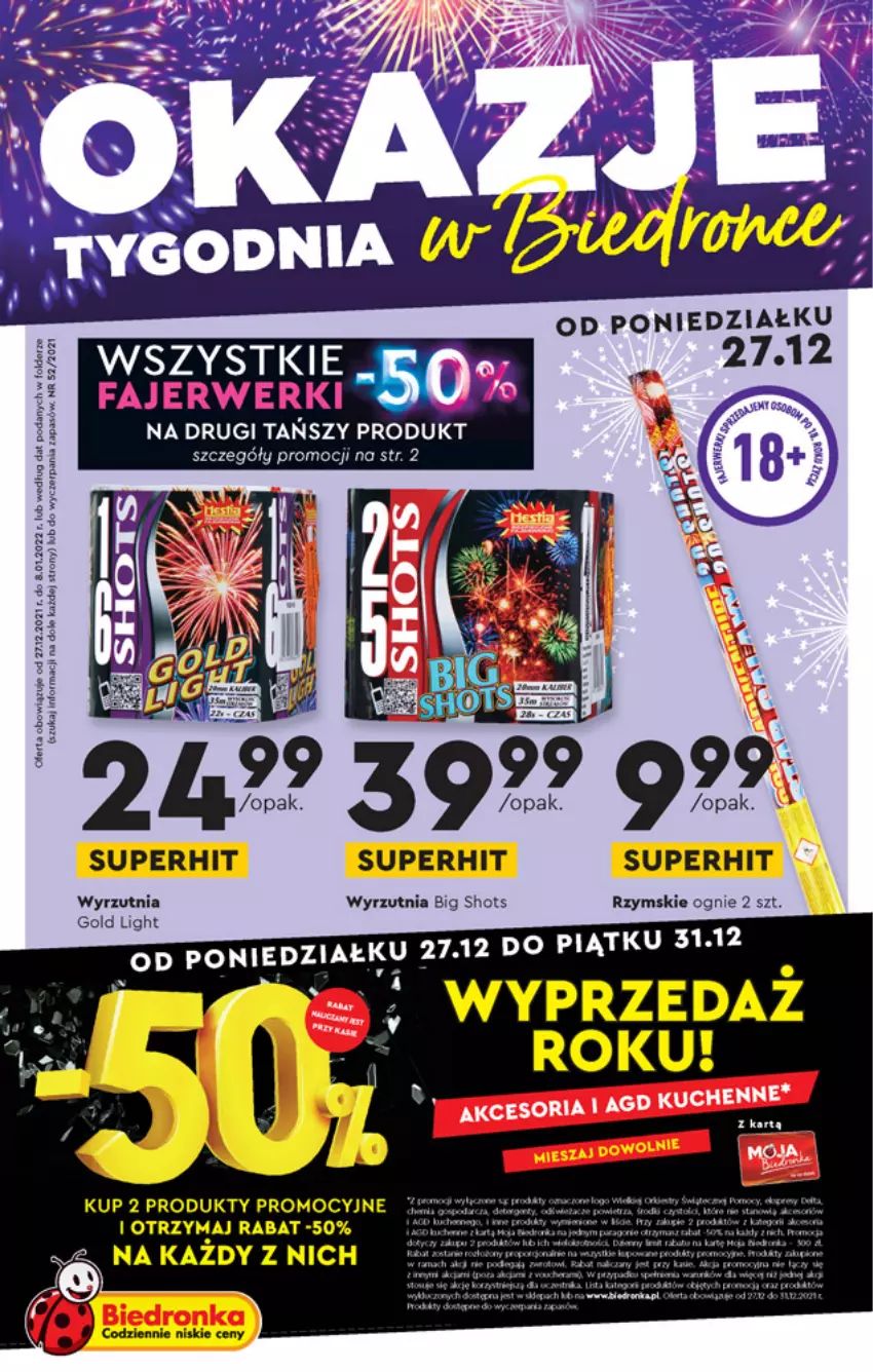 Gazetka promocyjna Biedronka - Okazje tygodnia - ważna 27.12 do 31.12.2021 - strona 1 - produkty: Fa, Rzymskie ognie, Wyrzutnia