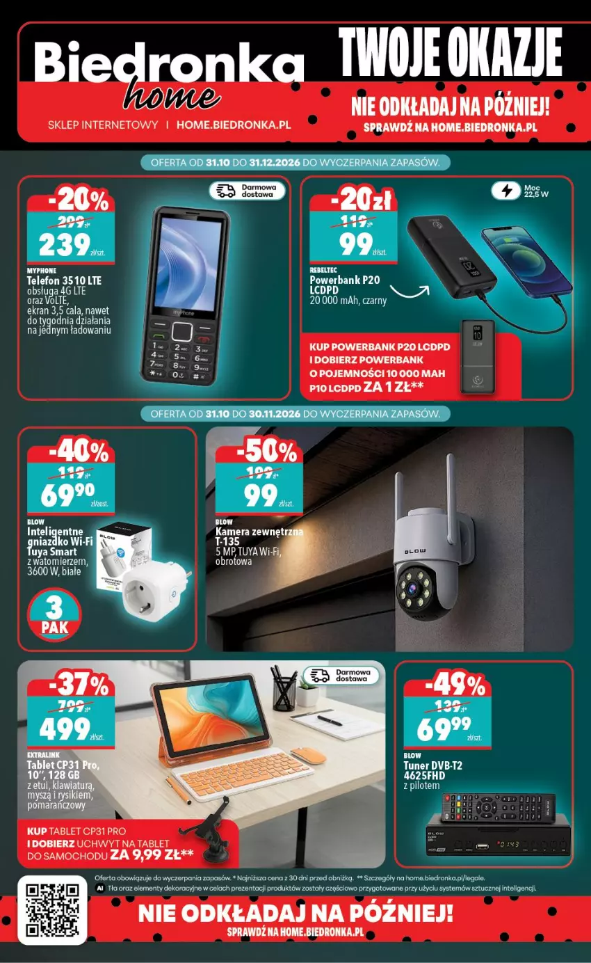Gazetka promocyjna Biedronka - Biedronka Home - ważna 31.10 do 07.11.2026 - strona 4 - produkty: Intel, MyPhone, Powerbank, Tablet